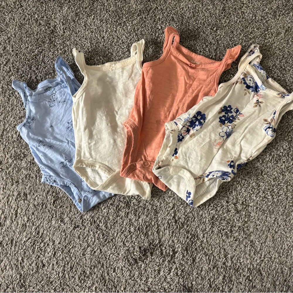 Carter's Floral and Blue Baby Bodysuit Set